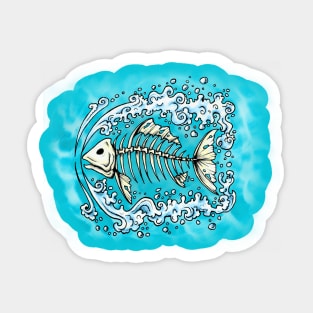 Swimming Bone Fish Sticker